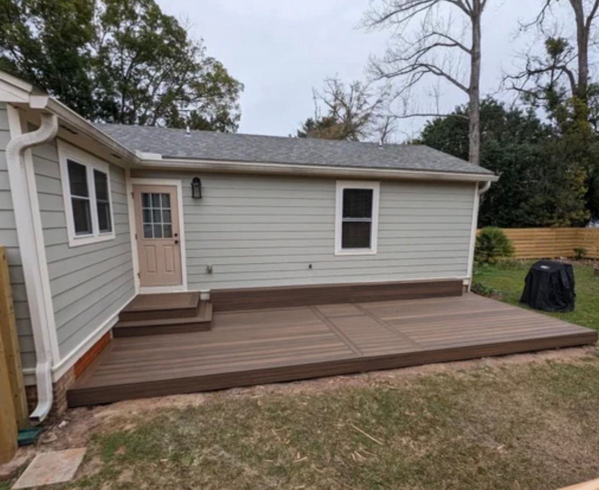Finished deck and yard from the side